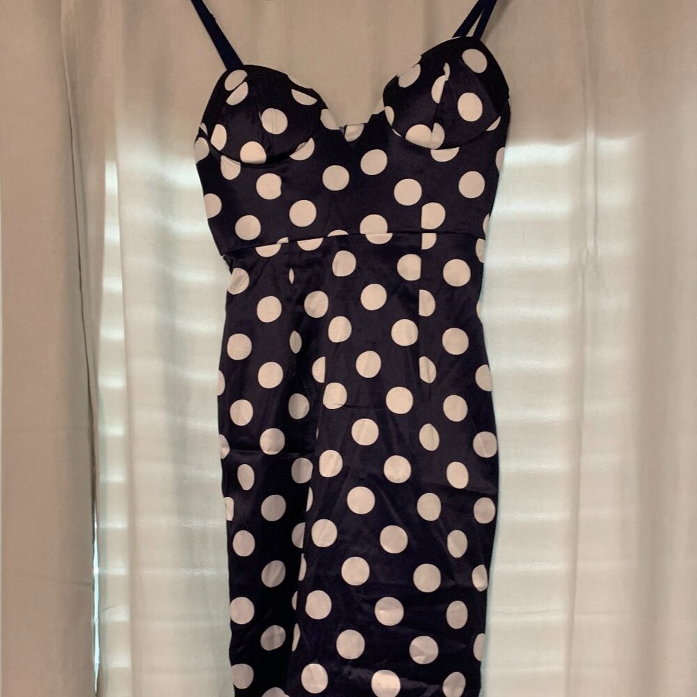 Blue & White Polka Dot Dress